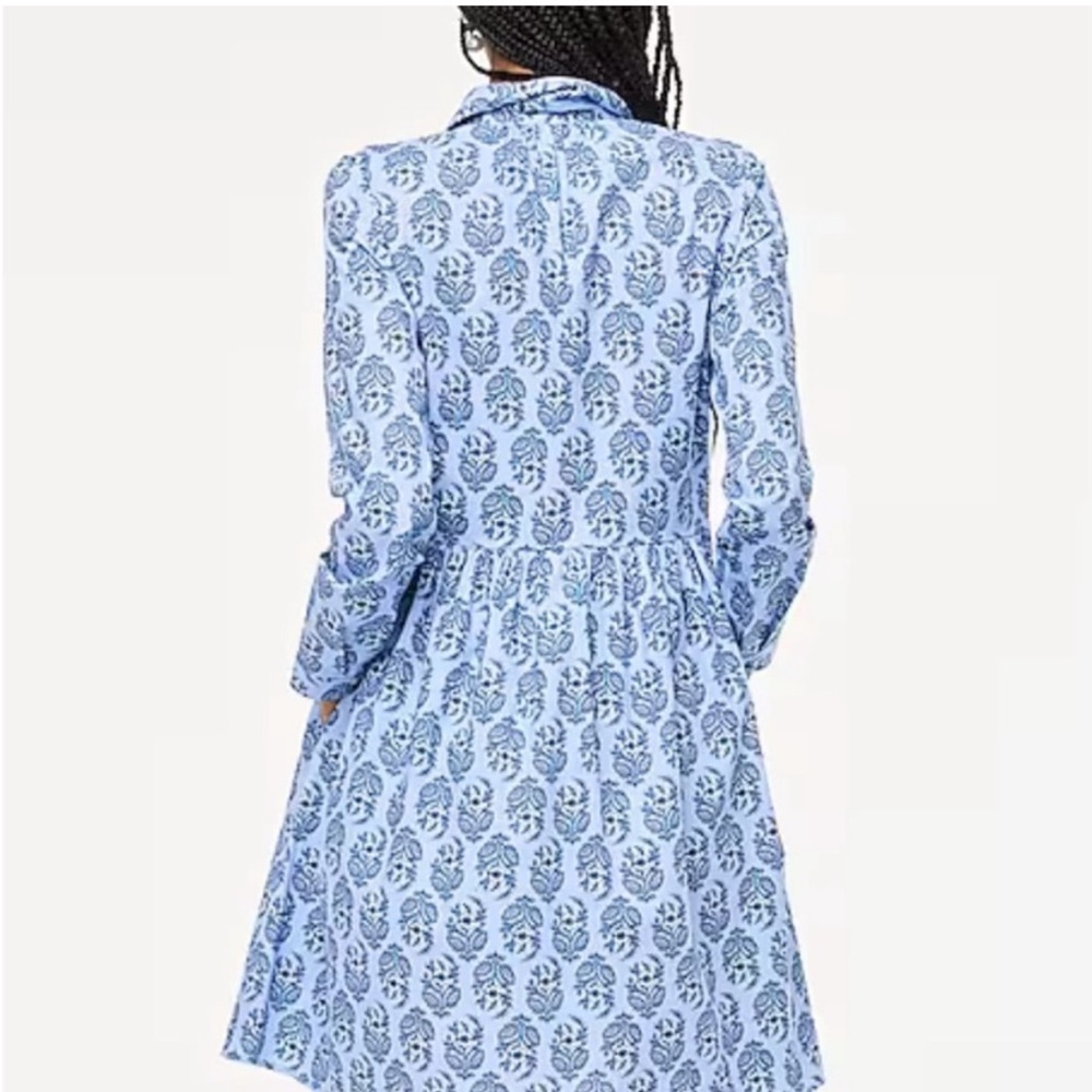 J.Crew women’s cotton long sleeve blue Collared mini shirtdress size 10 preloved - Picture 2 of 13